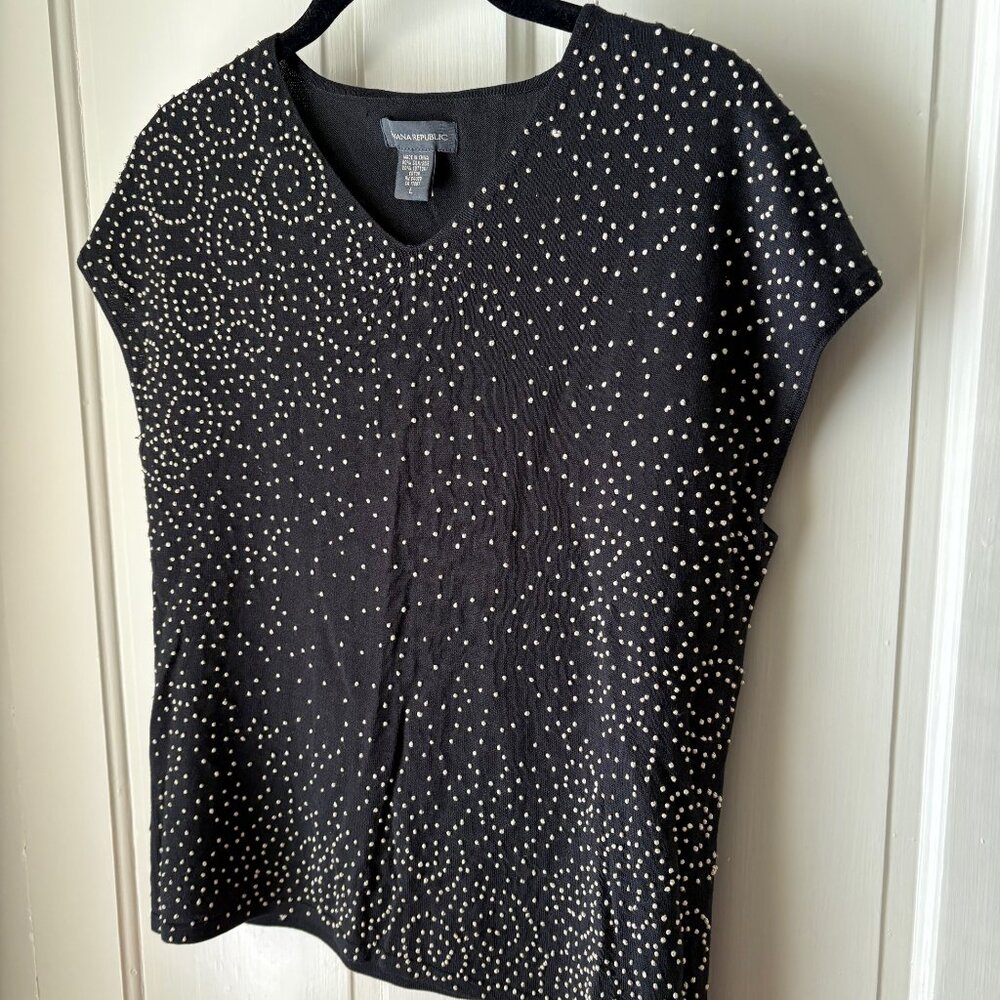 Banana Republic Black Embroidered Sleeveless Top